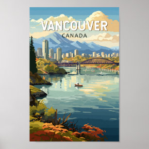 Vancouver Canada Travel Art Vintag Poster