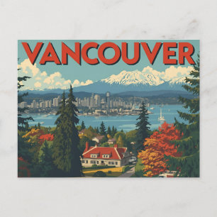 Vancouver Canada Travel Art Vintag Postkarte