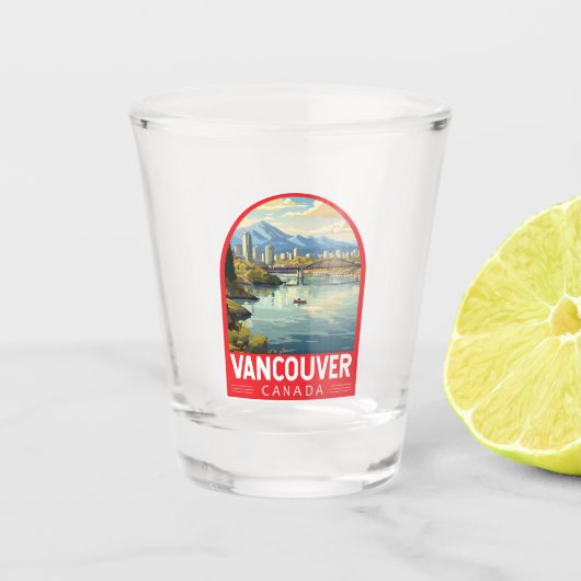 Vancouver Canada Travel Art Vintag Schnapsglas (Vorderseite)
