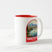Vancouver Canada Travel Art Vintag Zweifarbige Tasse (VorderseiteRechts)