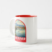 Vancouver Canada Travel Art Vintag Zweifarbige Tasse (Vorderseite Links)