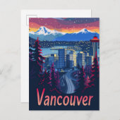 Vancouver Canada Vintag Retro Travel Illustration Postkarte (Vorne/Hinten)