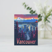 Vancouver Canada Vintag Retro Travel Illustration Postkarte (Stehend Vorderseite)