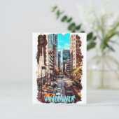 Vancouver Canada Vintage Travel Skyline Postkarte (Stehend Vorderseite)