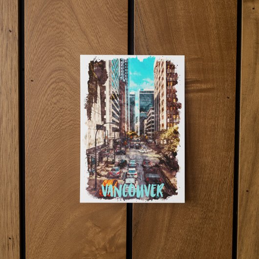 Vancouver Canada Vintage Travel Skyline Postkarte