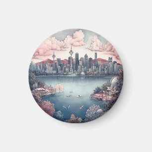 Vancouver City Kanada Reise Malerei Magnet
