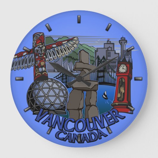Vancouver Clock Ohrs Decor First Nations Clock Große Wanduhr (Vorderseite)