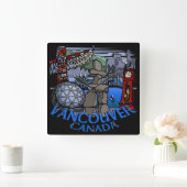 Vancouver Clock Ohrs Decor First Nations Clock Quadratische Wanduhr (Zuhause)