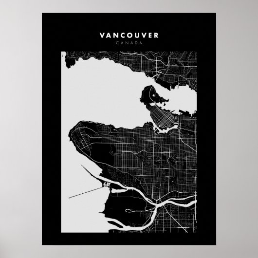 Vancouver Dark City Map Poster (Vorne)