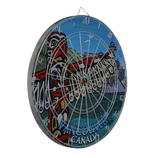 Vancouver Dartboard Totem Pole Souvenir Dartboard Dartscheibe (Vorderseite Links)