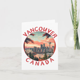 Vancouver in Kanada Retro-Vektor-Reise Kunst Lands Karte