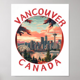 Vancouver in Kanada Retro-Vektor-Reise Kunst Lands Poster