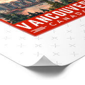 Vancouver in Kanada Retro-Vektor-Reise-Kunstemblem Poster (Ecke)
