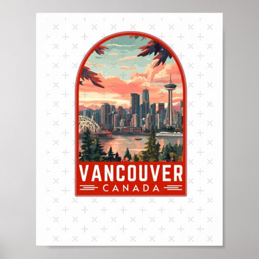 Vancouver in Kanada Retro-Vektor-Reise-Kunstemblem Poster (Vorne)