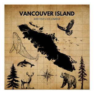 Vancouver Insel Vintag Map Poster