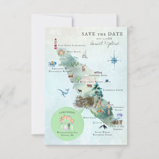 Vancouver Island BC Wedding Itinerary Map (Vorderseite)