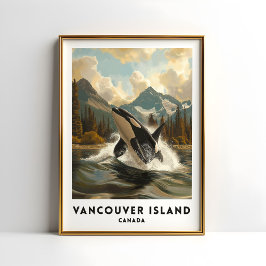 Vancouver Island Canada Travel Poster Orca