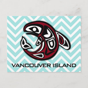 Vancouver Island Nautical Stammes Totem Orca Wal Postkarte