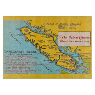 Vancouver Island Vintage Karte Schneidebrett