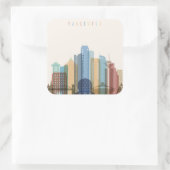 Vancouver, Kanada | City Skyline Quadratischer Aufkleber (Tasche)