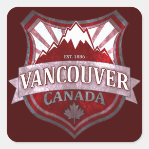 Vancouver Kanada rote Grunge-Schild-Quadrat-Aufkle Quadratischer Aufkleber