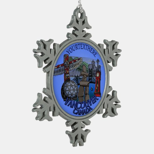 Vancouver Kanada Weihnachtsschmuck Personalisiert Schneeflocken Zinn-Ornament (Links)