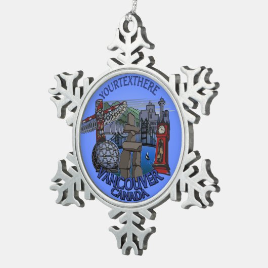 Vancouver Kanada Weihnachtsschmuck Personalisiert Schneeflocken Zinn-Ornament (Rechts)