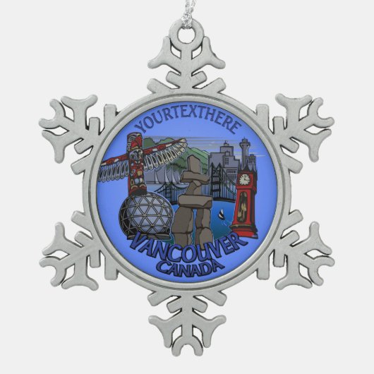 Vancouver Kanada Weihnachtsschmuck Personalisiert Schneeflocken Zinn-Ornament (Vorderseite)