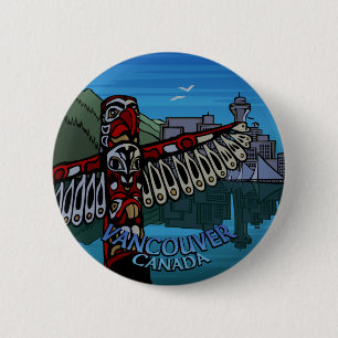Vancouver knöpft Andenken-Knopf-Totempfahl-Kunst Button