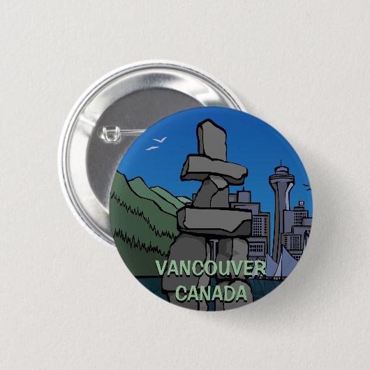 Vancouver knöpft Andenken-Knöpfe Inukshuk Kunst Button (Vorne & Hinten)