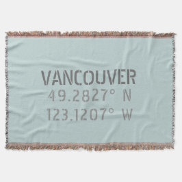 Vancouver Latitude Longitude Throw Blanket Decke