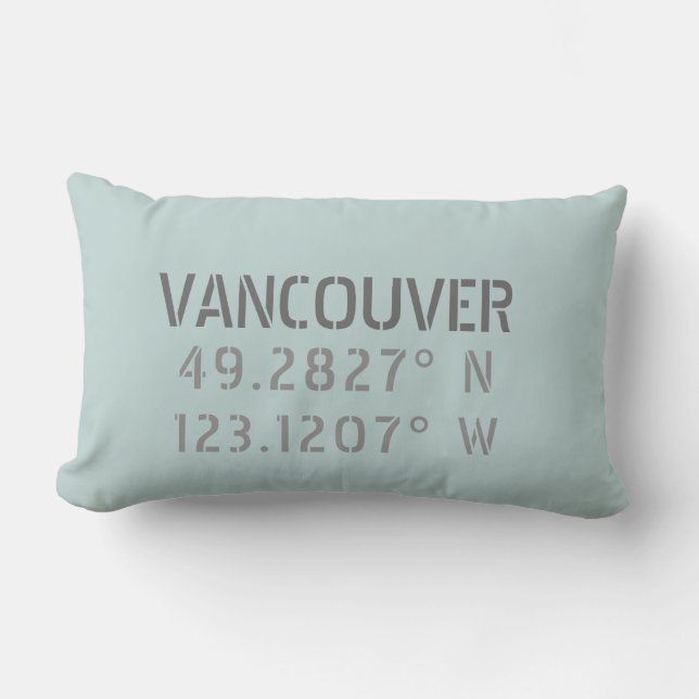 Vancouver Latitude Longitude Throw Kissen (Vorderseite)