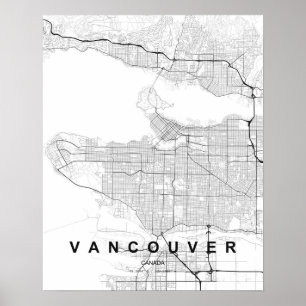 Vancouver-Minimalistenkarte (Schwarz & Weiß) Poster
