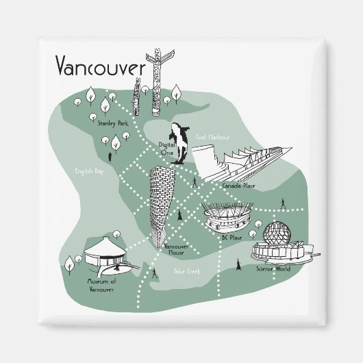 Vancouver Poster - grün Magnet (Vorne)