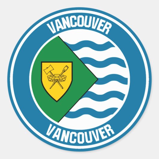 Vancouver Round Emblem Runder Aufkleber (Vorderseite)