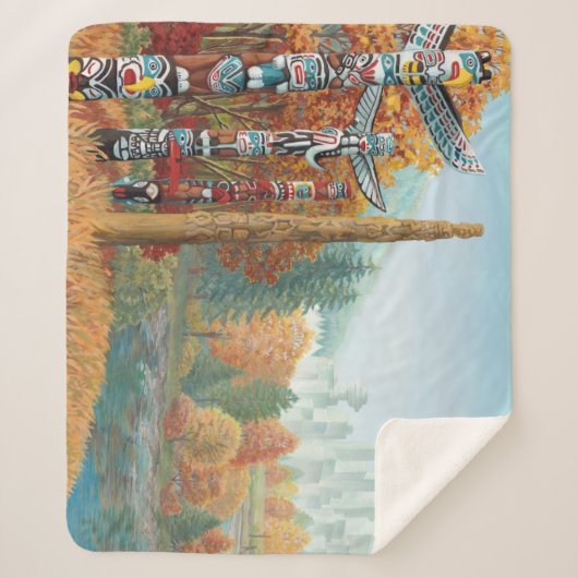 Vancouver Sherpa Blankets Totem Kunstgeflecht Deck Sherpadecke (Vorderseite)