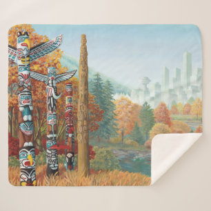 Vancouver Sherpa-Decken Totem Art Wurfdecken Sherpadecke