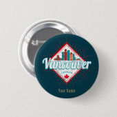Vancouver Skyline British Columbia Retro Kanada Button (Vorne & Hinten)