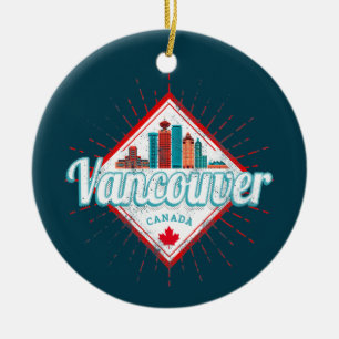 Vancouver Skyline British Columbia Retro Kanada Keramik Ornament