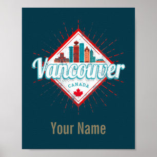 Vancouver Skyline British Columbia Retro Kanada Poster