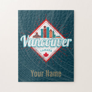Vancouver Skyline British Columbia Retro Kanada Puzzle