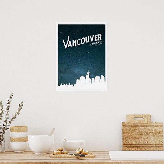 Vancouver Skyline by night - Poster (Küche)