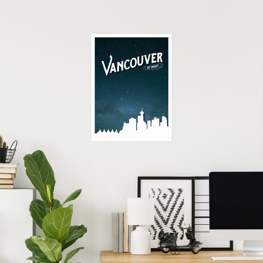Vancouver Skyline by night - Poster (Heimbüro)