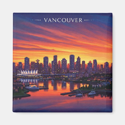 Vancouver Skyline Canada Sunset Travel Magnet (Vorne)