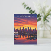 Vancouver Skyline Canada Sunset Travel Postkarte (Stehend Vorderseite)