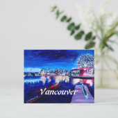 Vancouver Skyline nachts Postkarte (Stehend Vorderseite)