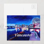 Vancouver Skyline nachts Postkarte (Vorne/Hinten)