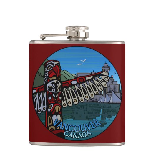 Vancouver Souvenir Flask 2 Welten Sehenswürdigkeit Flachmann (Vorderseite)