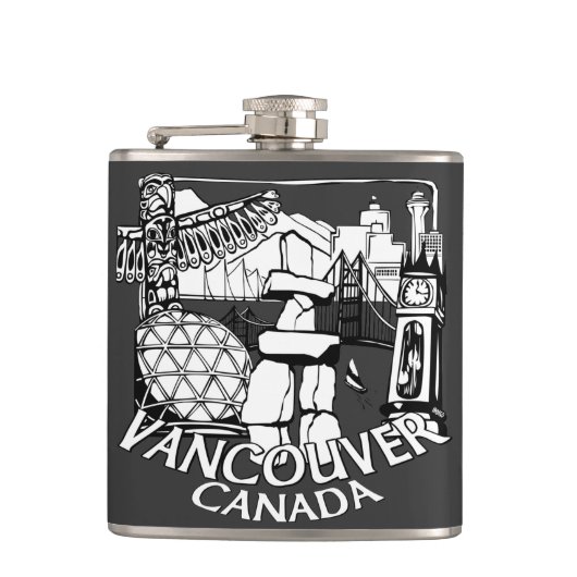 Vancouver Souvenir Flask Vancouver Sehenswürdigkei Flachmann (Vorderseite)