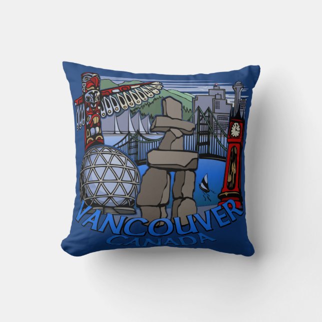 Vancouver Souvenir Pillow Vancouver Sehenswürdigke Kissen (Vorderseite)